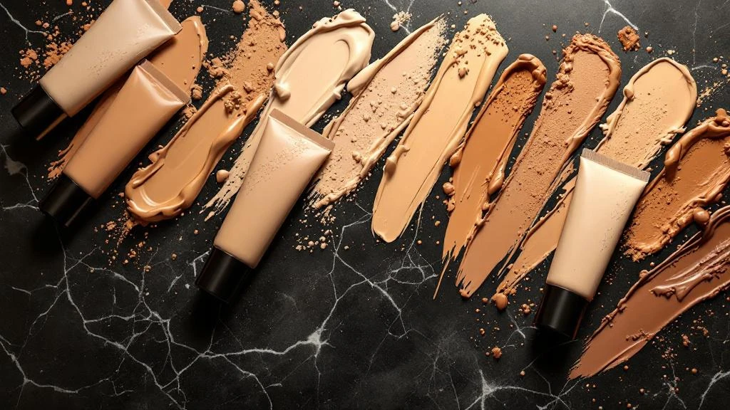 Diverse foundation shades on display